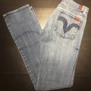 7FAMK | Hefner Wide Leg Low Rise Jeans 27”